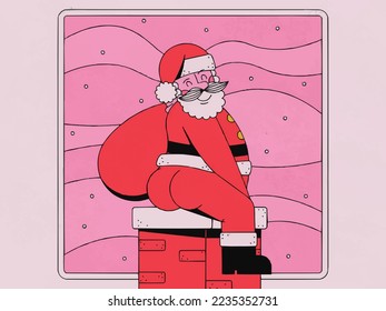 Merry Christmas Tree Happy New Year Celebration Santa Claus Gift Icons Pattern Snowman Postcard Website illustration
