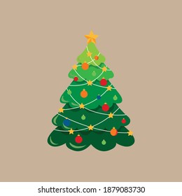 Merry Christmas Tree Icon. Design decoration used for  Christmas.