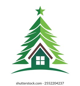 Merry Christmas tree icon for design elements