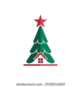 Merry Christmas tree icon for design elements