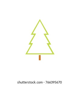 Merry christmas tree icon flat