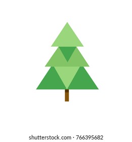 Merry christmas tree icon flat