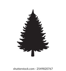 Iconos del árbol de navidad feliz Ilustración vectorial de dibujos animados, Clipart, diseño de arte de línea