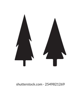 Feliz Natal Árvore Ícones Ilustração Vetor Desenho Animado, Clipart, Line Art Design
