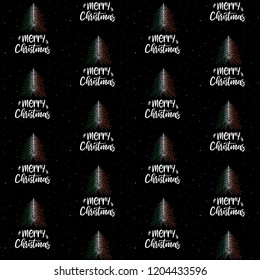 Merry Christmas  and Christmas tree with Irish flag seamless vector pattern 