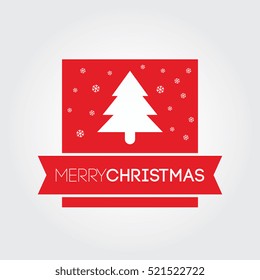 Merry Christmas Tree Label - Red