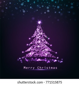  Árbol navideño alegre de fondo vectorial claro