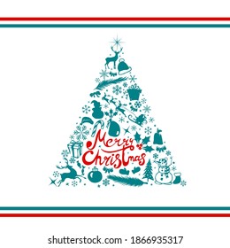 Merry Christmas. A Christmas tree made of graphic elements. Vector illustration