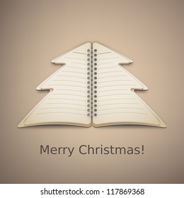 Merry Christmas Tree Notebook Vector