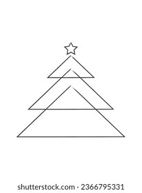 Merry Christmas tree outline greeting card vector illustration design. Greeting card. Xmas tree.