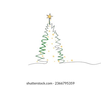 Merry Christmas tree outline greeting card vector illustration design. Greeting card. Xmas tree.