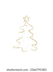 Merry Christmas tree outline greeting card vector illustration design. Greeting card. Xmas tree.