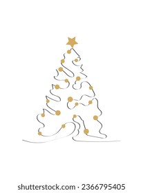 Merry Christmas tree outline greeting card vector illustration design. Greeting card. Xmas tree.