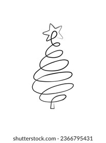 Merry Christmas tree outline greeting card vector illustration design. Greeting card. Xmas tree.