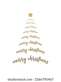 Merry Christmas tree outline greeting card vector illustration design. Greeting card. Xmas tree.