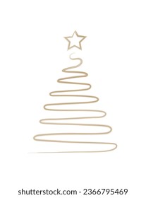 Merry Christmas tree outline greeting card vector illustration design. Greeting card. Xmas tree.