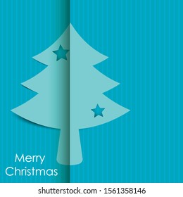 Merry Christmas tree paper with shadow background