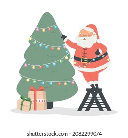merry christmas tree and santa