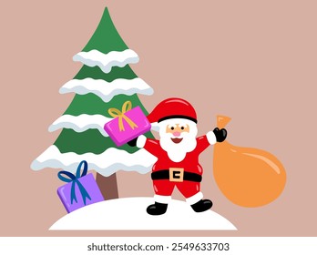 Merry Christmas Tree Santa Claus Background