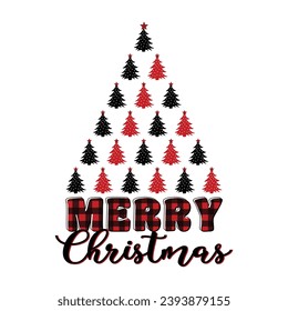 Merry Christmas tree shape Vector illustration. Merry Christmas vector for t shirt, mug, poster, banner etc.