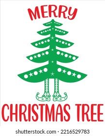 Merry Christmas Tree shirt print template, funny Xmas shirt design, Santa Claus funny quotes typography design
