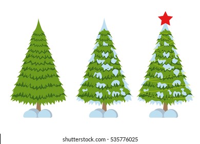 Merry Christmas tree sign on white background. Pine sign. Vector Illustration.