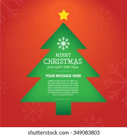 Merry Christmas tree snow flake red background