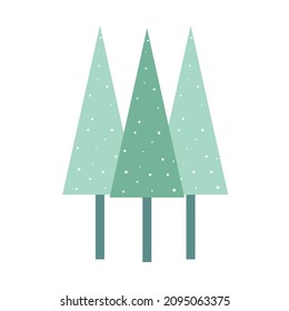 Merry Christmas tree with snow. Simple Christmas vector design 