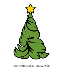 merry christmas tree with star