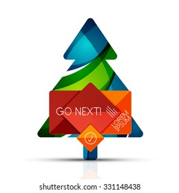 Merry Christmas tree with step and option infographics. Vector illustration. Christmas and New Year concept