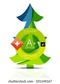 Merry Christmas tree with step and option infographics. Vector illustration. Christmas and New Year concept