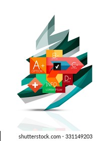 Feliz árbol de Navidad con infografías paso y opción. Ilustración vectorial. Concepto de Navidad y Año Nuevo