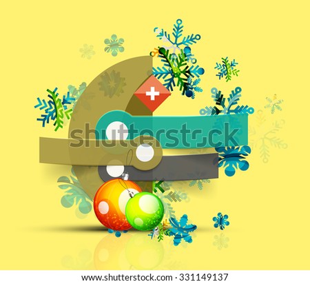 Merry Christmas tree with step and option infographics. Vector illustration. Christmas and New Year concept