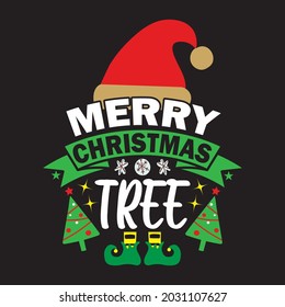 Merry Christmas Tree - Christmas T-shirt Design, Vector File