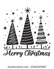 Merry Christmas Tree T-shirt Design