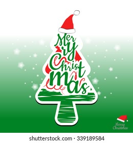 Merry Christmas tree and typography design. create by vector file.