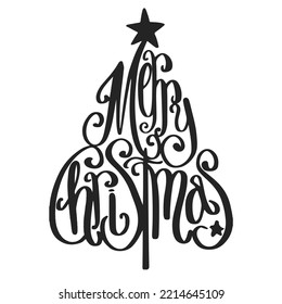 merry Christmas tree typography vector illustration