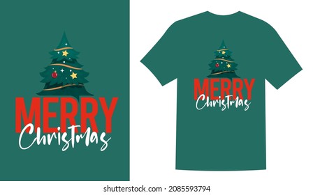 Merry Christmas tree typography vintage printable t shirt design Vector. Santa Christmas t shirt design vector illustration
