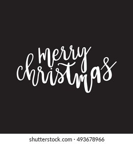 merry christmas - tree unique xmas design elements isolated on black backgground. Great design element for congratulation cards, banners and flyers.