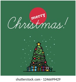 Merry Christmas with Tree Vector Illustration