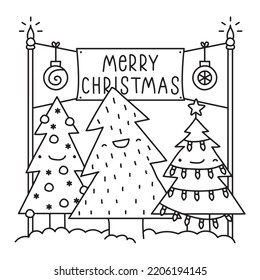 Merry Christmas tree vector illustration