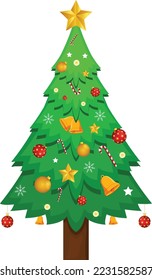 Merry Christmas Tree Vector Illustration Graphic