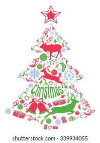 Merry christmas tree with Xmas elements