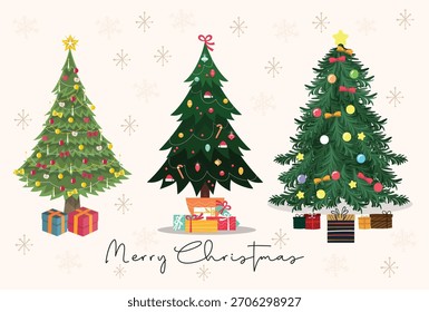 Design de árvores de Natal alegre, ilustração de árvore de Natal