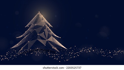 Merry Christmas. Christmas trees are made from a Low polygon model. Luxury background. Vector illustration