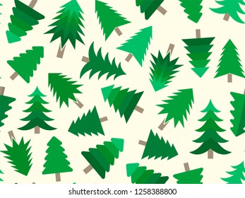 Merry Christmas trees pattern/ Happy new year holidays fir tree background/ Merry Christmas nature background