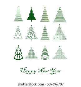 Merry Christmas trees set 2