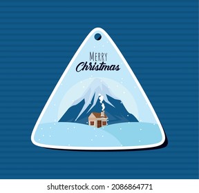 merry christmas triangular tag icon