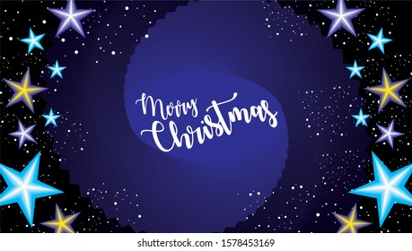 Merry Christmas trwil style design. with stars and snowflake vector 