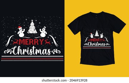 Merry Christmas T-shirt design. Christmas T-shirt.
